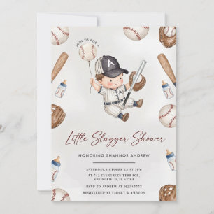 Persönliches Baseball-Rookie-Baby-Shower-Süßer-Bär Einladung