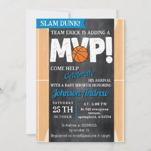 Persönliches Basketball-Themen-Baby-Shower-Slam-Du Einladung