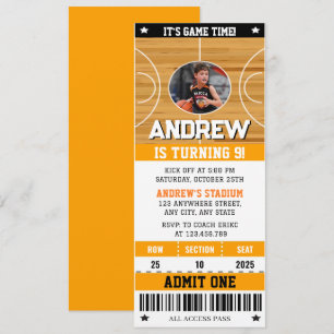 Persönliches Basketballticket mit Foto Einladung
