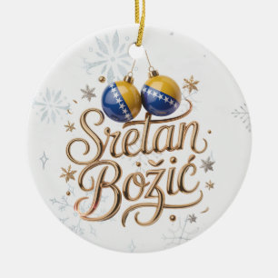 Persönliches bosnisches Weihnachten Sretan Božić Keramik Ornament