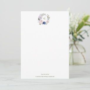 Persönliches florales Monogramm Von meinem Schreib Mitteilungskarte