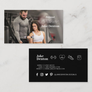 Persönliches Foto Fitness Moderner Trainer Trendy Visitenkarte