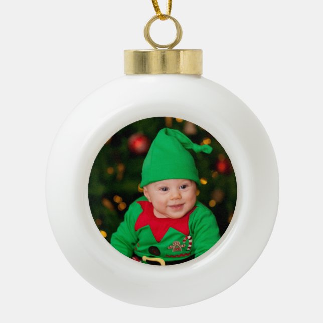 Persönliches Foto Keramik Ball Weihnachtsschmuck Keramik Kugel-Ornament (Vorderseite)