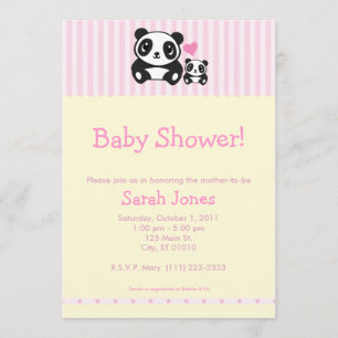 Persönliches Foto Panda Baby Dusche - Rosa Einladung