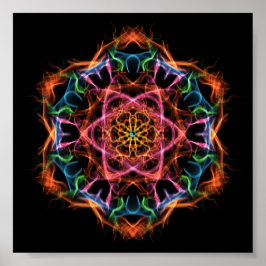 Persönliches Fraktal Mandala Pink & Orange Poster