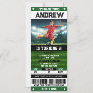 Persönliches Fußballticket Geburtstag mit Foto Einladung