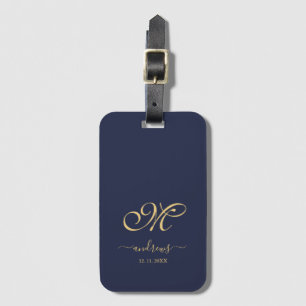 Persönliches Gepäckanhänger mit Navy Blau und Gold
