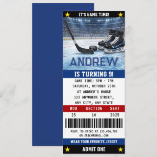 Persönliches Hockey-Ticket Geburtstagsdekorationen Einladung