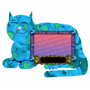 persönliches Katze pic-Rahmenblau Freistehende Fotoskulptur