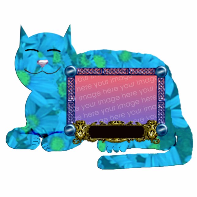 persönliches Katze pic-Rahmenblau Freistehende Fotoskulptur (Vorne)