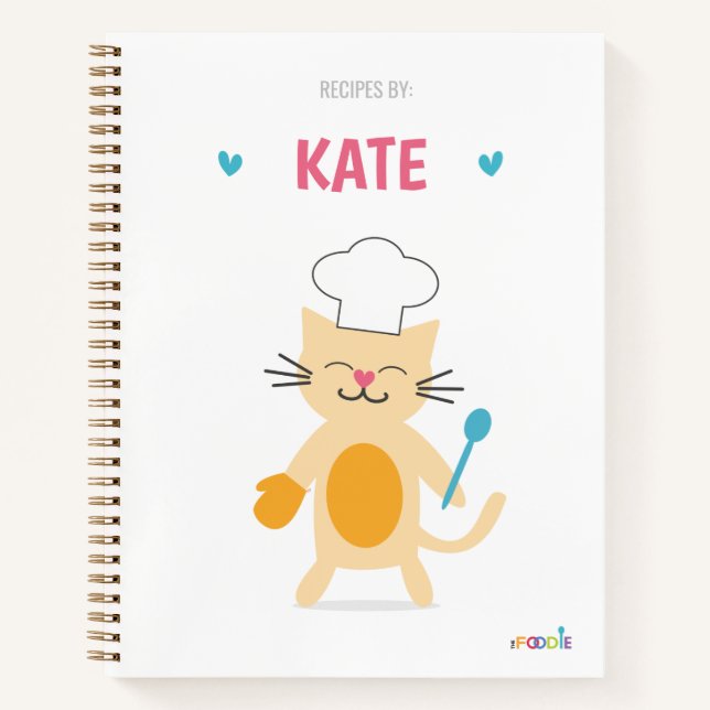 Persönliches Kinderrezeptbuch Cat Chef Notizbuch (Vorderseite)