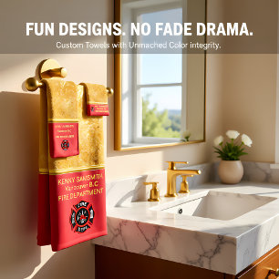 Persönliches Logo der romantischen Feuerwehr Badhandtuch Set