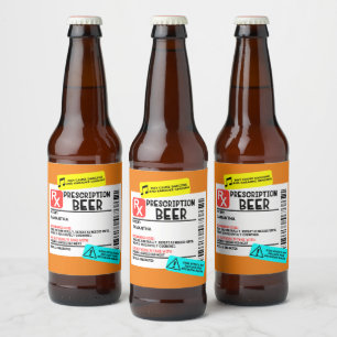Persönliches Lustiges Warnschild für verschreibung Bierflaschenetikett