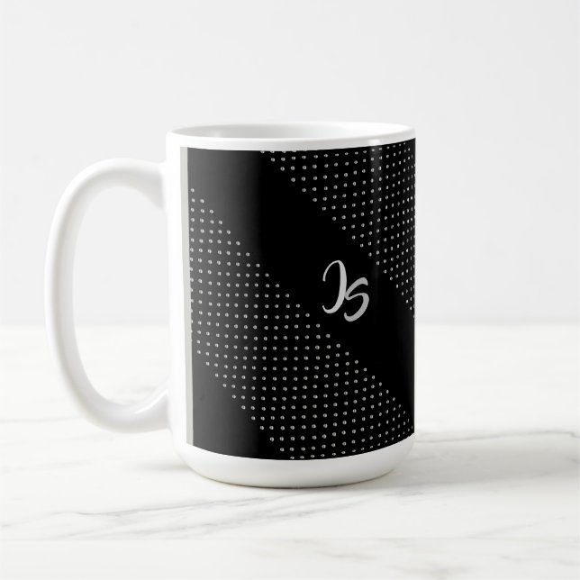 Persönliches Monogram Geometric Trendy Black Patte Kaffeetasse (Links)