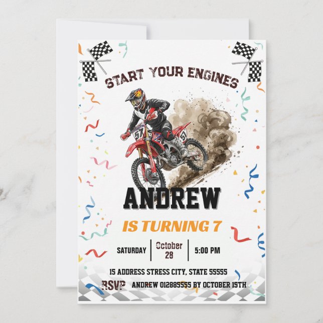 Persönliches MotorradMotocrossAndventure Birthday Einladung (Vorderseite)