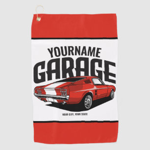 Persönliches Muscle Car 1967 Rotes Fastback Garage Golfhandtuch