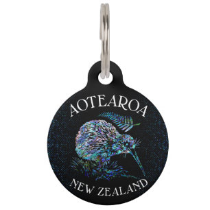 PERSÖNLICHES NEUSEELAND KIWI PAUA-HUNDETÄSCHCHEN HAUSTIERMARKE