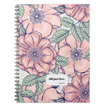 Persönliches Notizbuch mit rosa Blumenmuster