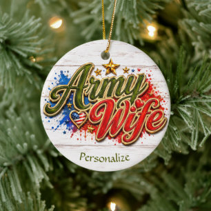 Persönliches patriotisches Weihnachten für die Ehe Keramik Ornament