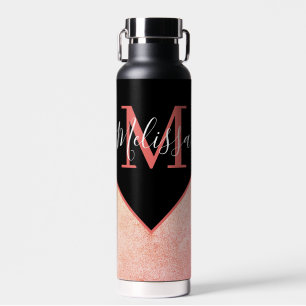 Persönliches Pink Leather Look  Trinkflasche