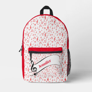 Persönliches rotes Musikthema Bedruckter Rucksack