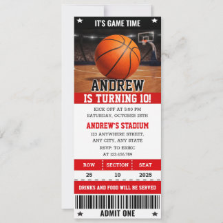 Persönliches Sport Basketball Ticket Geburtstag Einladung