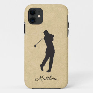 Persönliches Tan Leather Golf Design Case-Mate iPhone Hülle