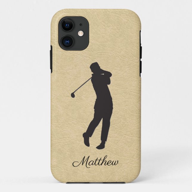 Persönliches Tan Leather Golf Design Case-Mate iPhone Hülle (Rückseite)