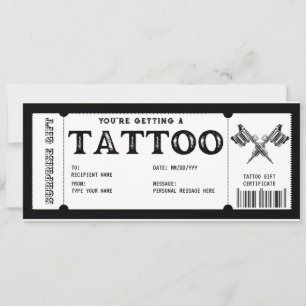 Persönliches Tattoo-Geschenkgutschein-Vorlage Einladung