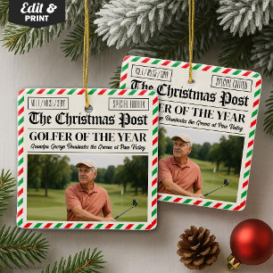 Persönliches Weihnachtsgeschenk für Golfer, Lustig Keramikornament
