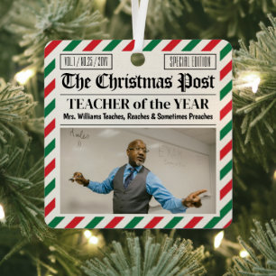 Persönliches Weihnachtsgeschenk für Lehrer-Zeitung Ornament Aus Metall