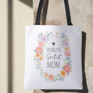 Persönliches Zitat Floral 'Weltbeste Mama' Tasche