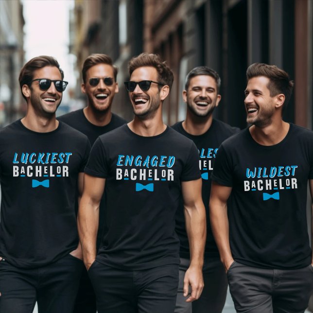 Persönlichkeitstyp Blue Bowtie Bachelor Party T-Shirt (Luckiest Groomsman Blue Bowtie Bachelor Party T-Shirt
)