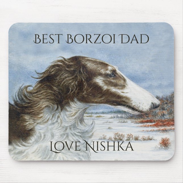 Persönlichster Borzoi-Vater Mousepad (Vorne)