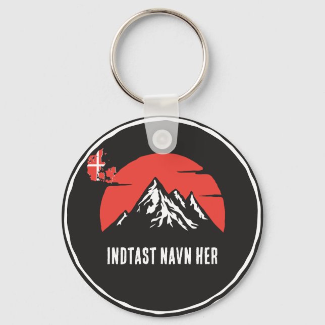Personligt by navn Danmark runddesign Schlüsselanhänger (Vorderseite)