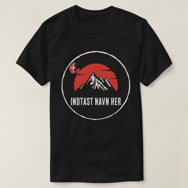 Personligt by navn Danmark runddesign T-Shirt (Design vorne)