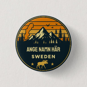 Personligt ortnamn Sverige runt design Button