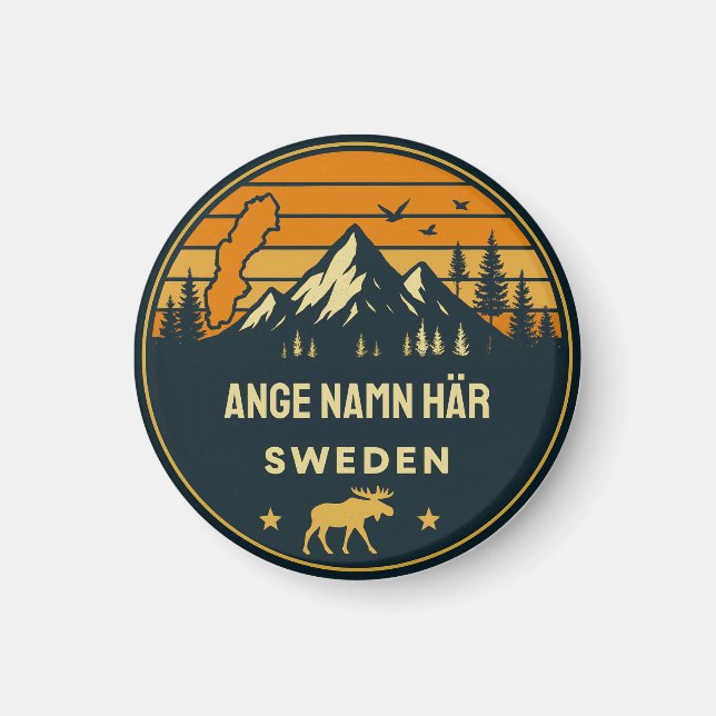 Personligt ortnamn Sverige runt design Magnet (Vorne)