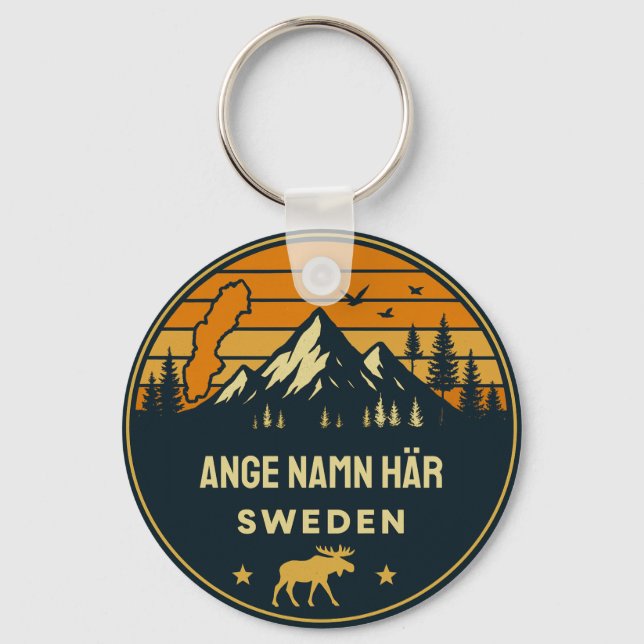 Personligt ortnamn Sverige runt design Schlüsselanhänger (Vorderseite)