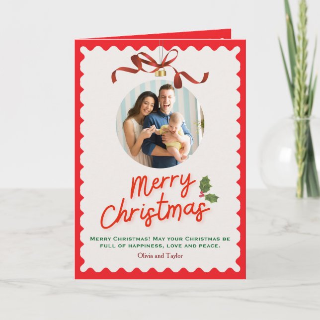 Personlized Merry Christmas Photo Card Feiertagskarte (Vorderseite)