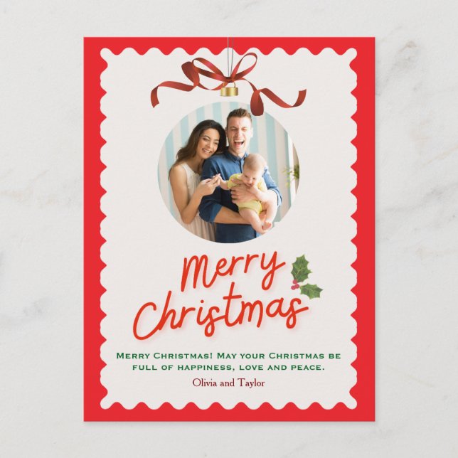 Personlized Merry Christmas Photo Card Feiertagspostkarte (Vorderseite)