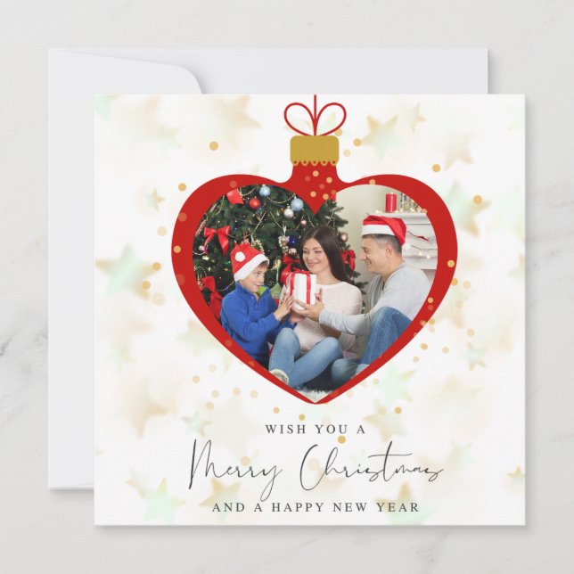 Personlized Photo and text Merry christmas & Happy Karte (Vorderseite)