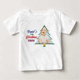 Personlized Photo Daniel's 1st Christmas Tree  Baby T-shirt