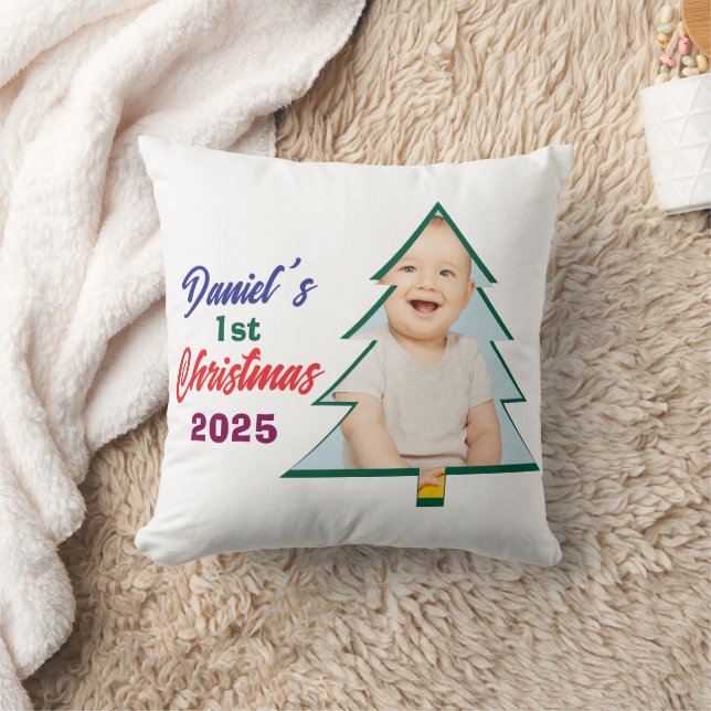 Personlized Photo Daniel's 1st Christmas Tree  Kissen (Decke)