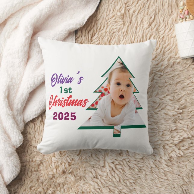 Personlized Photo Olivia's 1st Christmas Tree  Kissen (Decke)