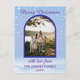 Personlized Purple Merry Christmas Photo  Feiertagspostkarte