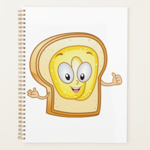 Personnage de dessin animé toast beurré pain heure