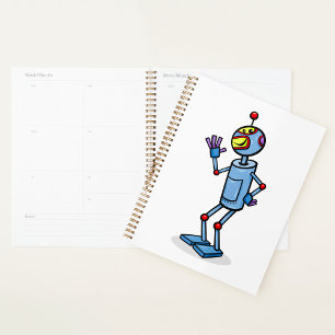 Personnage de robot futuriste rétro faisant signe