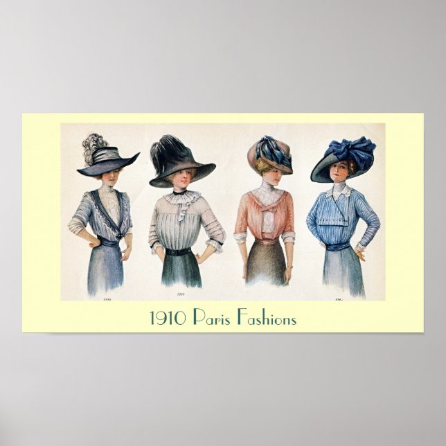 Personnalisable 1910 Paris Fashions Poster (Devant)