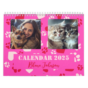 Personnalisable 2025 Calendrier Deux Photos, Nom,